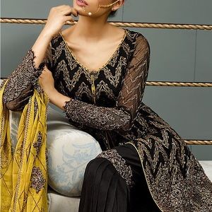 SOLD! Asim jofa peplum style with belt pakistani designer dress